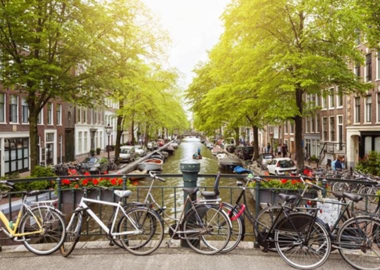 Photo of canal houses in Amsterdam