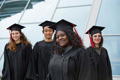 Students with a graduation hat