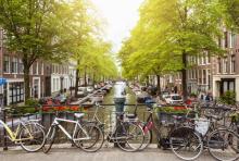 Photo of canal houses in Amsterdam