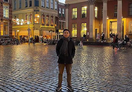 Andreas standing on a square in Groningen